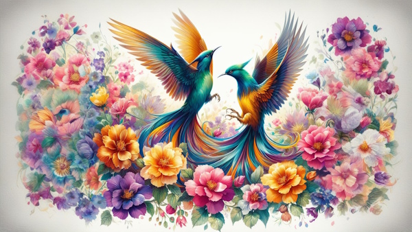 پرنده های سبز و طلایی و گل های رنگارنگ ایرانی-انواع ضمیر در فارسی