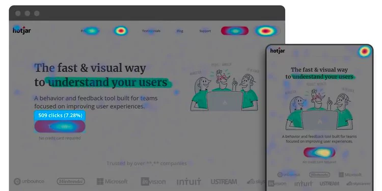 هیت مپ ابزار hotjar - بهترین ابزارهای دیجیتال مارکتینگ