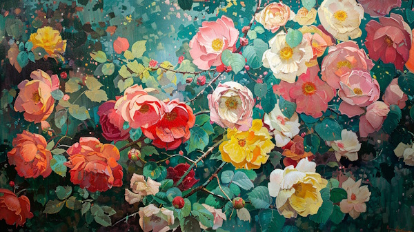 نقاشی گل های رنگارنگ ایرانی