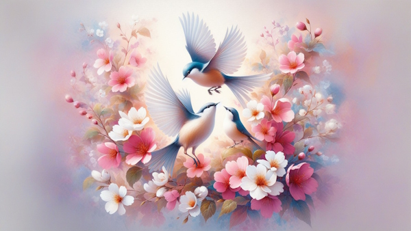 پرنده های کوچک و گل های صورتی و سفید-انواع ضمیر در فارسی