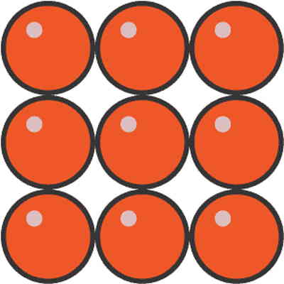 دایره‌های نارنجی کنار هم