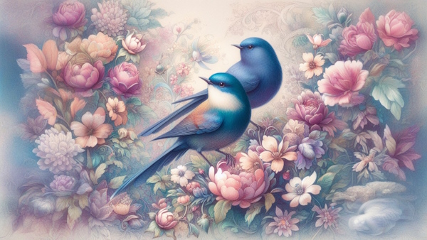 دو پرنده در میان گل ها نشسته اند - صرف فعل فارسی