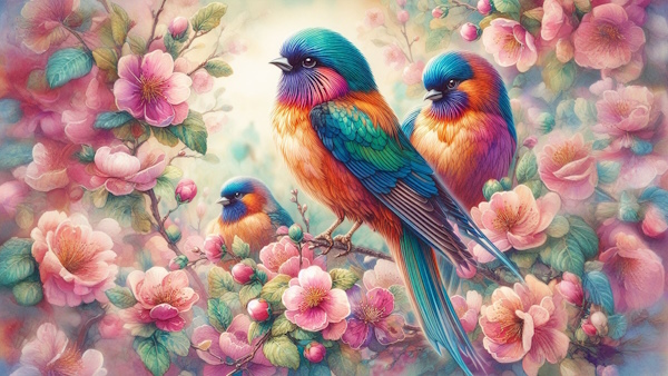 سه پرنده در باغ گل روی شاخه درخت نشسته اند - نمونه سوال فعل مجهول فارسی