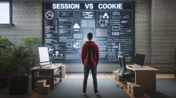 برنامه‌نویس ایستاده رو به دیوار در حال بررسی تفاوت های cookie و Session در PHP