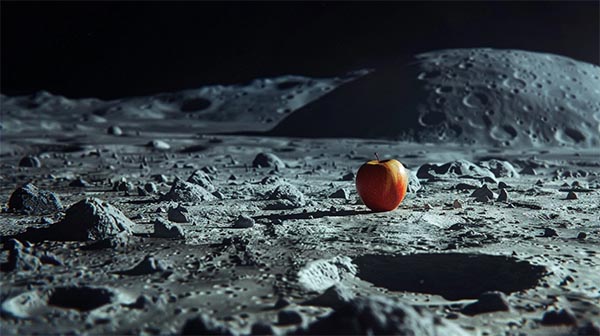 سیبی قرمز روی سطح ماه