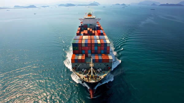 کشتی در حال حمل کالاهای صادراتی