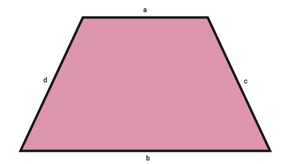 ذوزنقه ای به اندازه ضلع a، b، c و d