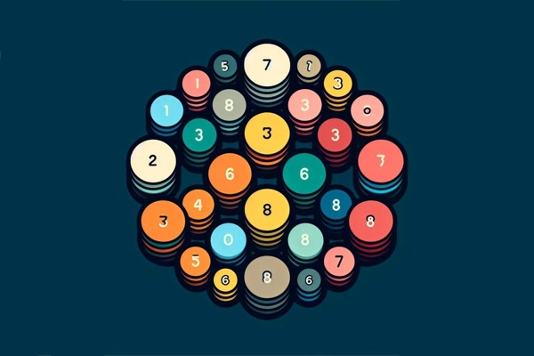 مجموعه ای از دایره های رنگی با عددی میان آن ها که نشان دهنده کدگذاری هدف است