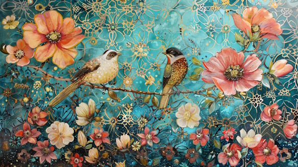 پرنده های ایرانی نشسته بر روی گلهای ایرانی-جمله خبری چیست