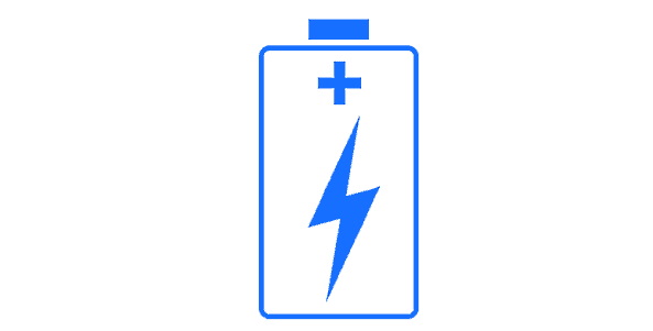 تصویری از یک باتری قلمی آبی با علامت مثبت 