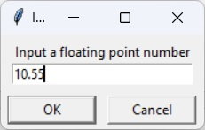 مثالی از تابع askfloat برای گرفتن اعداد اعشار