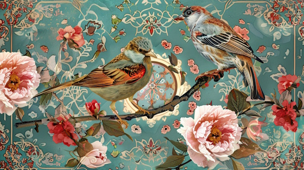 پرنده ها و گلهای ایرانی با حاشیه طرح ایرانی-محل اعرابی شامل چیست