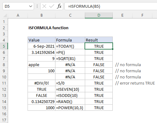 استفاده از تابع isformula در اکسل