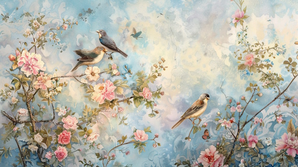 سه پرنده روی شاخه درخت و در کنار گل ها نشسته اند - وازه وندی چیست