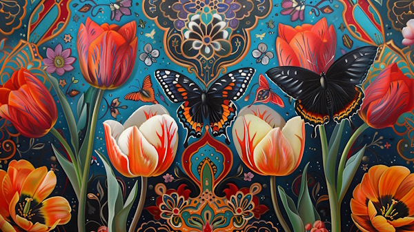 پروانه های ایرانی و گلهای لاله