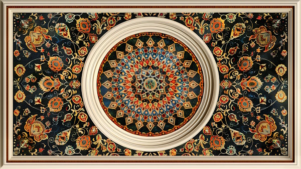 طرح نقوش سنتی ایرانی در یک کادر سفید