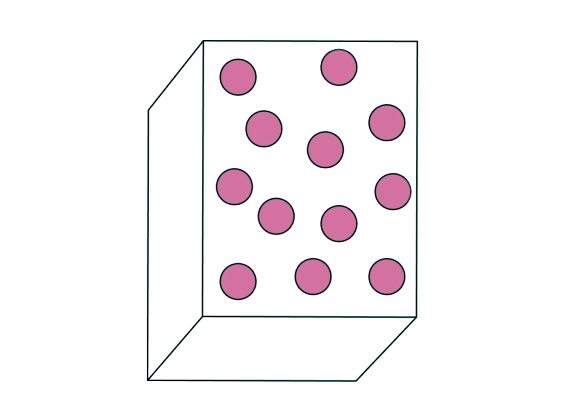 ذرات گرد صورتی تمام حجم جعبه را پر کرده‌اند.