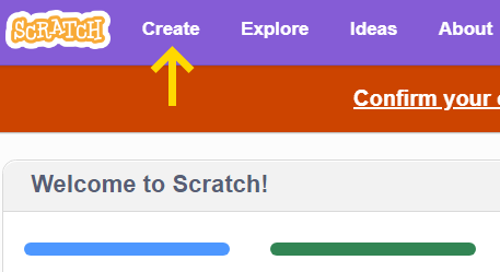 دکمه Create برای ساخت بازی با اسکرچ