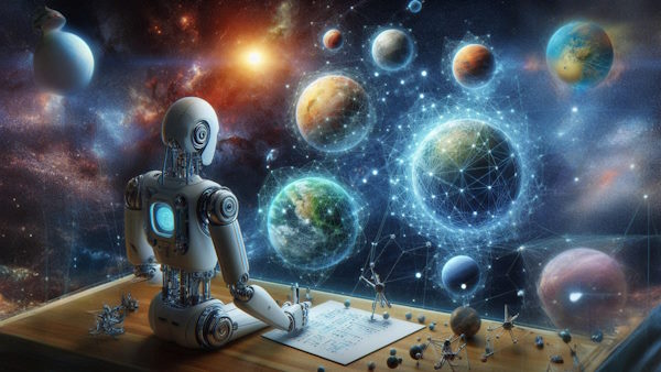ربات هوش مصنوعی در حال طراحی الگوریتم با استفاده از بررسی فاصله سیاره ها است - الگوریتم های فراابتکاری