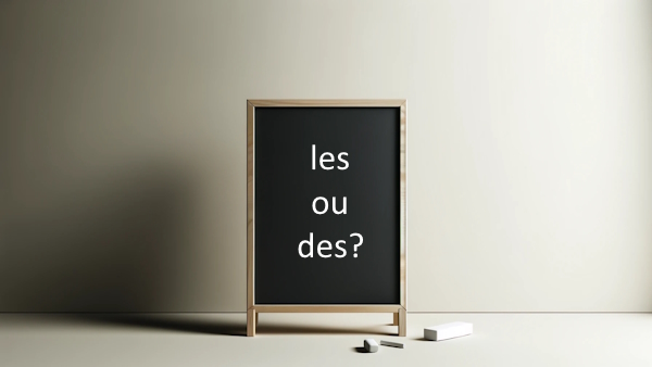 تابلویی که سوال des و les در فرانسه روی آن نوشته شده است