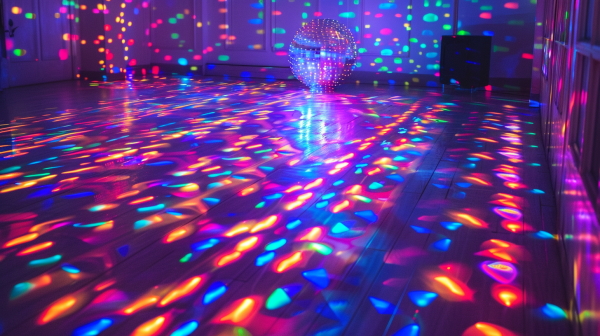 دیسکو با نورهای رقصان در اتاق