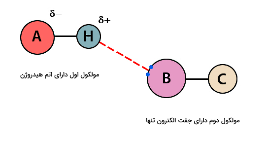ذراتی با نام A و B و C و H به هم متصل شده‌اند.