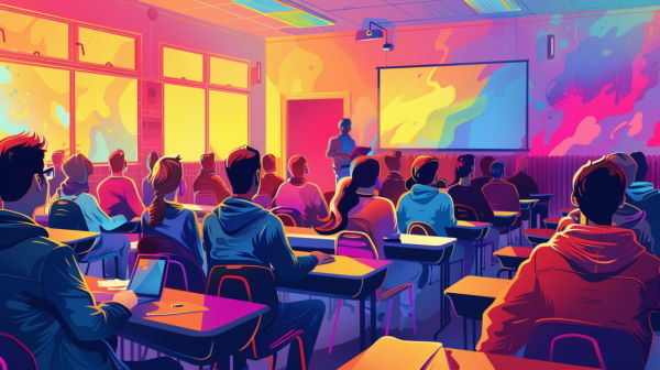 تصویر کلاس درس با رنگ‌های مختلف