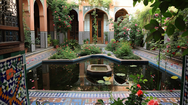 حوضی در حیاط خانه ایرانی