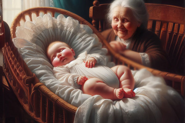 نقاشی پیرزنی در کنار نوزادی - روانشناسی تحولی