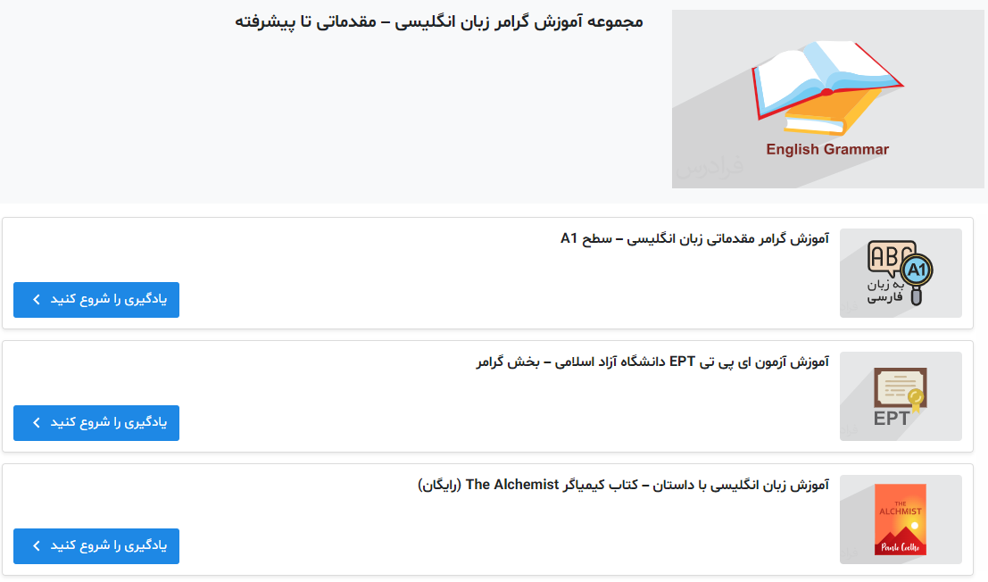 تصویر مجموعه آموزش گرامر زبان انگلیسی فرادرس