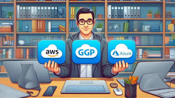 برنامه‌نویس در حال انتخاب بین یکی از سرویس‌های AWS، GCP و Microsoft Azure است