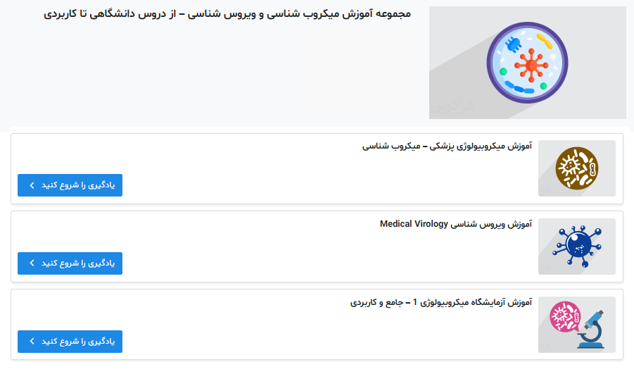 مجموعه فیلم آموزشی میکروب‌ شناسی و ویروس شناسی فرادرس