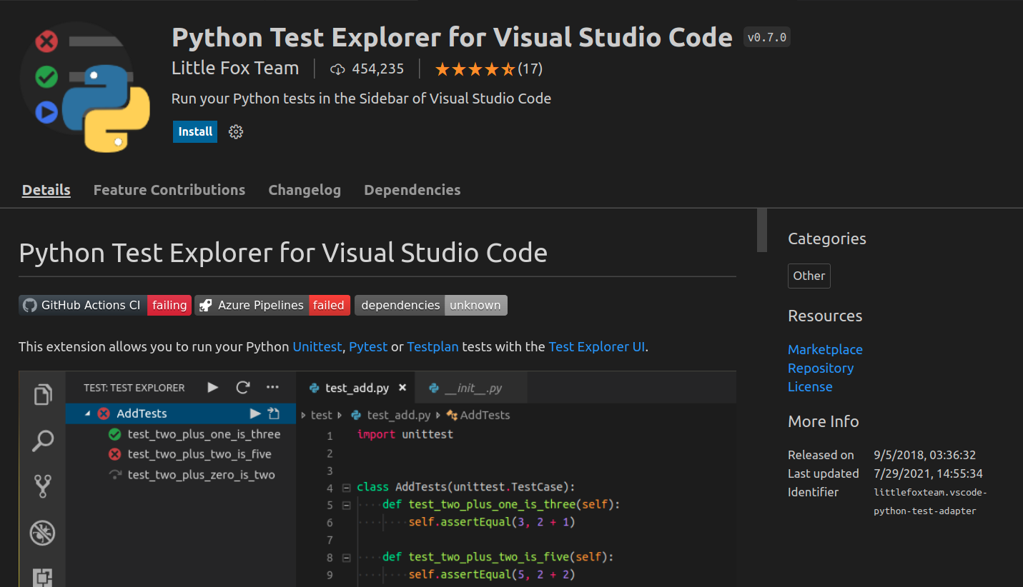 افزونه Python Test Explorer