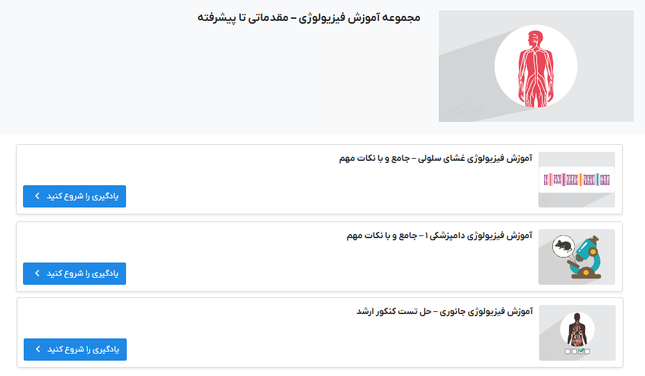 مجموعه فیلم‌های آموزش فیزیولوژی – مقدماتی تا پیشرفته فرادرس