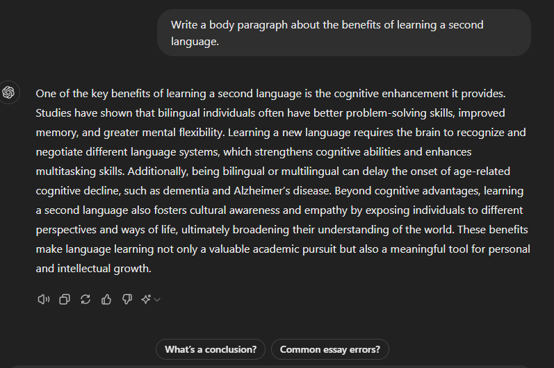 تصویر نمونه پاراگراف بدنه با ChatGPT