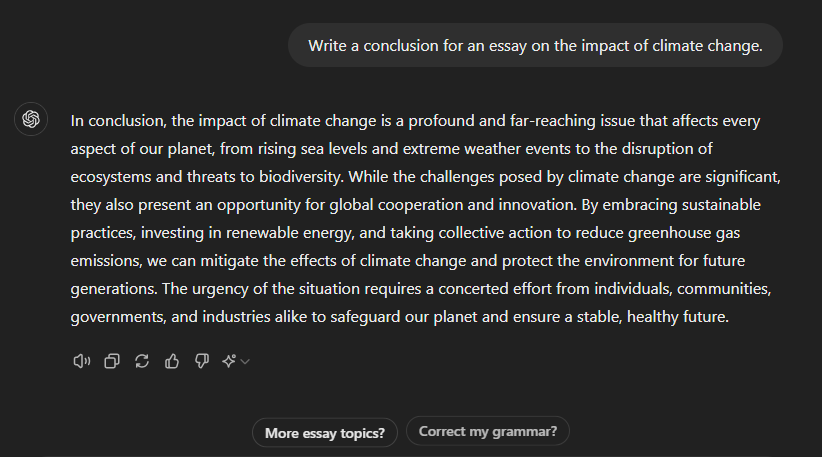 تصویر نمونه پاراگراف نتیجه‌گیری با chatgpt