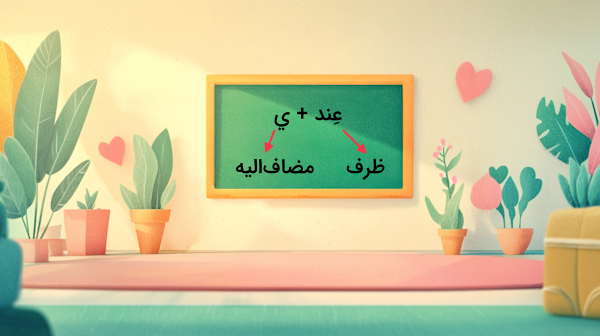 یک تخته با ساختار دستوری عربی که روی آن نوشته شده است