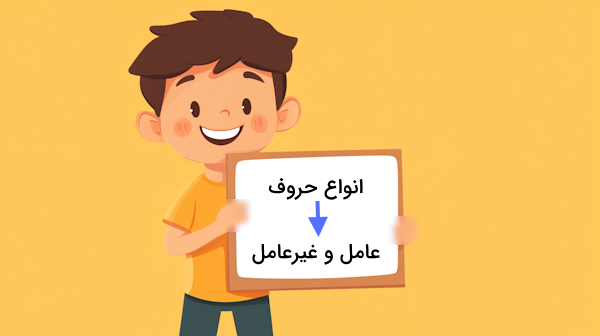 پسری که تخته سفید کوچکی را نگه داشته است - شبه جمله در عربی