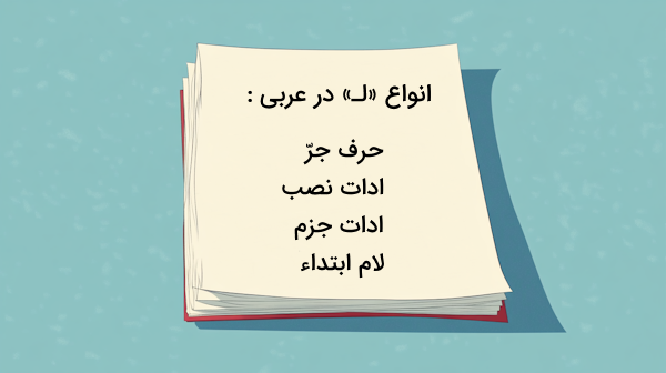 چند برگه سفید با پس زمینه آبی - انواع حرف در عربی