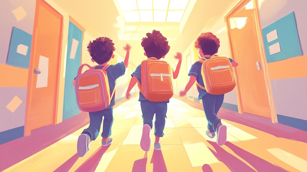 سه دانش آموز به سوی کلاس می روند