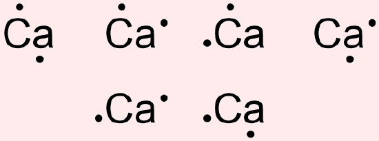 آرایش الکترون نقطه اتم کلسیم