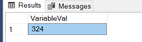 جدولی با یک سطر و ستون و مقدار ۳۲۴ - تعریف متغیر در sql
