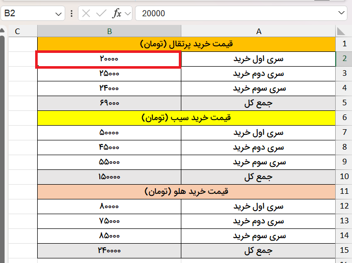 انتخاب سلول در اکسل-rowgrouping