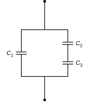 مدار الکتریکی شامل چند خازن