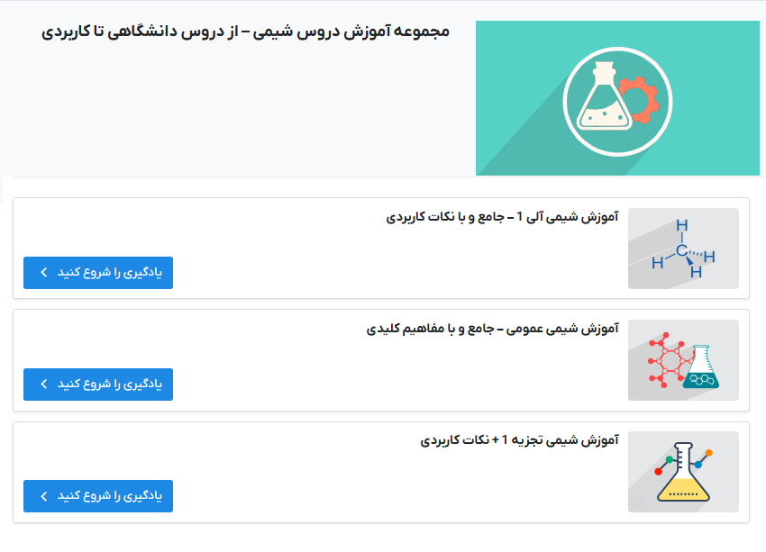 مجموعه فیلم آموزش دروس شیمی از دروس دانشگاهی تا کاربردی