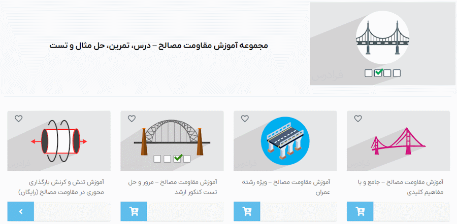 صفحه مجموعه فیلم های آموزش مقاومت مصالح فرادرس