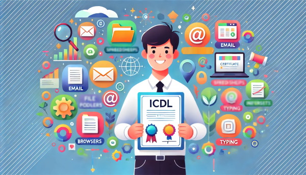 پسر جوانی که مدرک ICDL خود را در دست گرفته است.