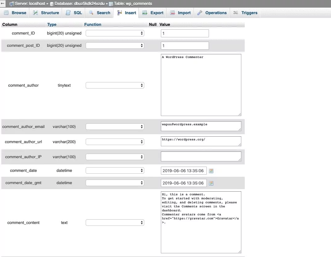 ویرایش رکورد موجود در جدول در phpmyadmin