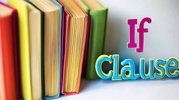 تصویر نوشته If Clause در کنار چند کتاب رنگی