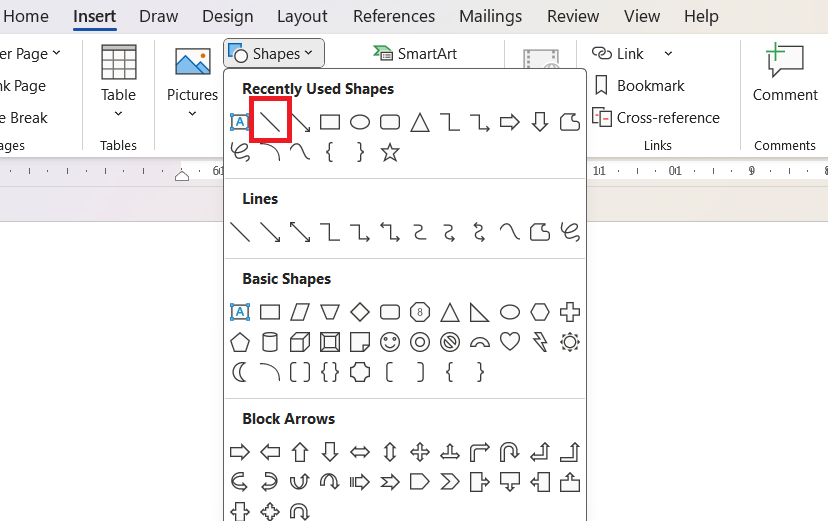 علامت خط در منوی shape- رسم dot